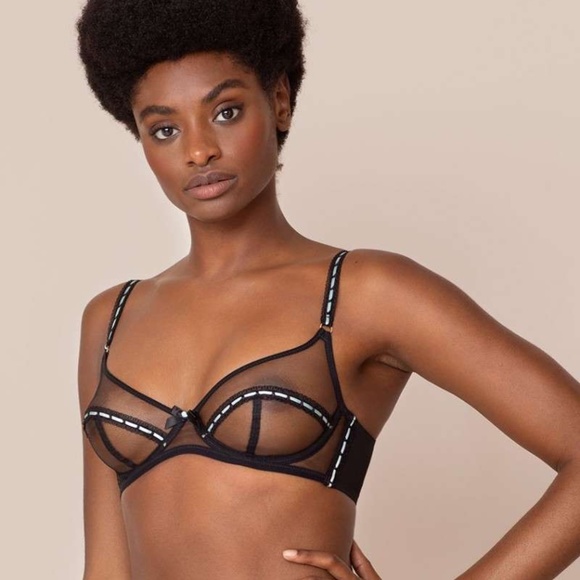 NWT Agent Provocateur Pollie Black Green Bra 32DD - Picture 2 of 9